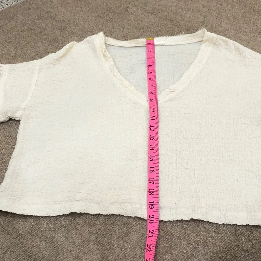 Anthropologie Grade & Gather Blouse Size Small Ecru Light Beige Textured Top